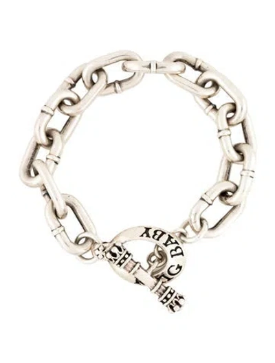 Pre-owned King Baby Studio Large Link Bracelet With T-bar & Toggle, 7.75" In Multicolor
