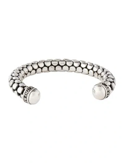 Pre-owned King Baby Studio Large Silver Snake Skin Cuff Bracelet, 7" In Multicolor