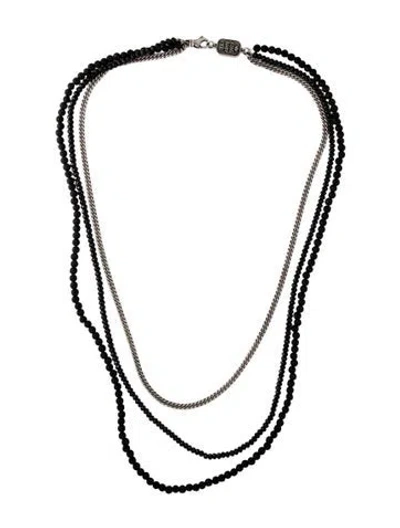 Pre-owned King Baby Studio Lava & Spinel Triple Strand Necklace, 29.5" In Black