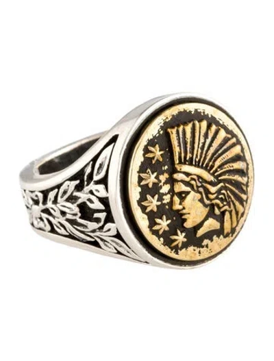 Pre-owned King Baby Studio Liberty Headdress Signet Ring In Multi