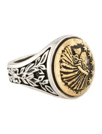 Pre-owned King Baby Studio Liberty Headdress Signet Ring In Multi