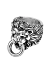 King Baby Studio Lion's Head Ring In Metallic