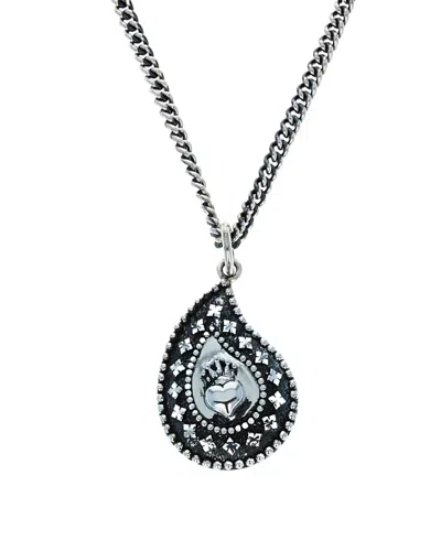 King Baby Studio Men's Sterling Silver Wild West Paisley Pendant Necklace, 24 In Pattern