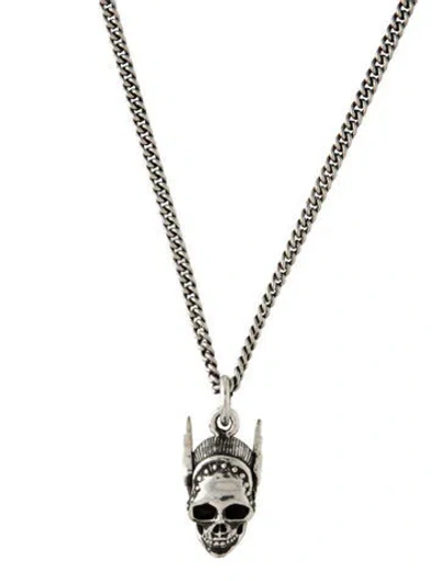 Pre-owned King Baby Studio Mercury Skull Pendant Necklace, 24.25" In Multicolor