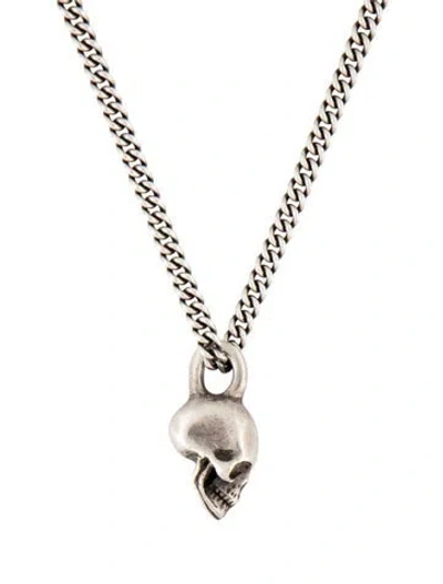 Pre-owned King Baby Studio Micro Skull Pendant On Curb Chain Necklace, 18" In Multicolor