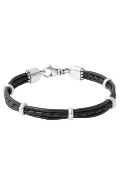 King Baby Studio Multi Strand Leather Bracelet With Silver Beads
