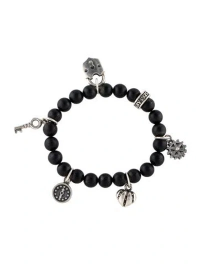 Pre-owned King Baby Studio Onyx Bead Charm Bracelet, 6.25" In Multi