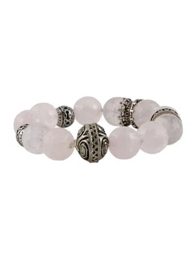 Pre-owned King Baby Studio Rose Quartz Bead Bracelet, 7.25" In Multi