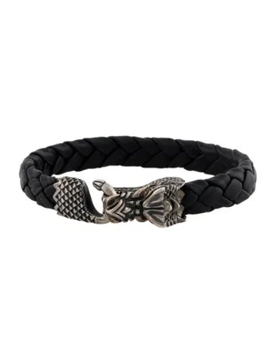 Pre-owned King Baby Studio Small Leather Dragon Bracelet, 8" In Black