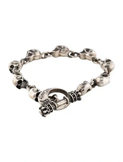 Pre-owned King Baby Studio Small Skull Link Bracelet, 7.5" In Multi