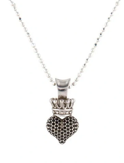 Pre-owned King Baby Studio Spinel Crowned Heart Pendant Necklace, 1.25" In Multi
