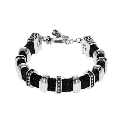 King Baby Studio Stingray Bracelet With Silver Detail In Black