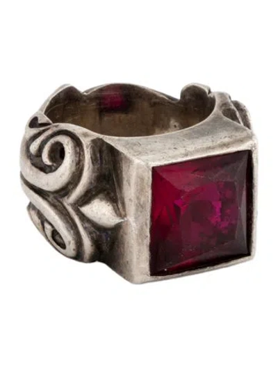 Pre-owned King Baby Studio Synthetic Ruby Cocktail Ring In Multi