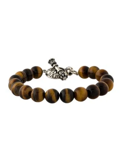 Pre-owned King Baby Studio Tiger Eye Bead Bracelet, 7.75" In Multi