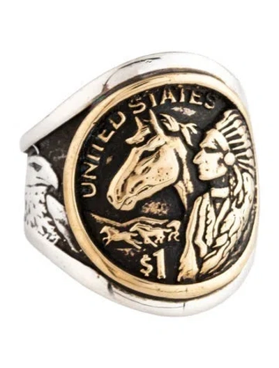 Pre-owned King Baby Studio Two-tone 'chief And His Horse' Signet Ring In Multicolor