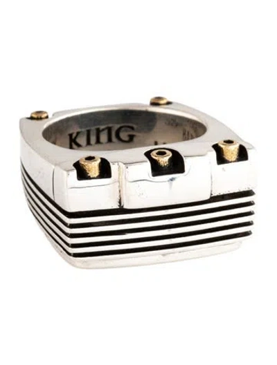 Pre-owned King Baby Studio Two-tone Evolution Engine Signet Ring In Multicolor