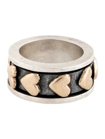 Pre-owned King Baby Studio Two-tone Heart Spinning Ring In Multicolor