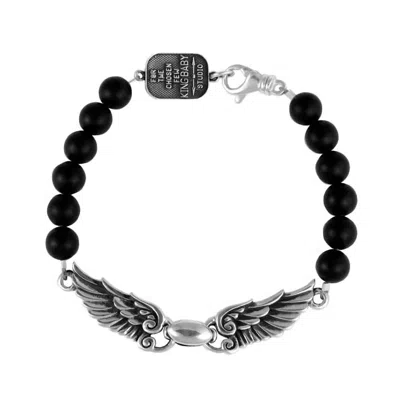 King Baby Studio Women's Onyx Bead Wingspan Bracelet In Black