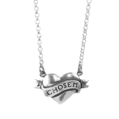 King Baby Studio Women's Tattoo Chosen Heart Necklace In Silver