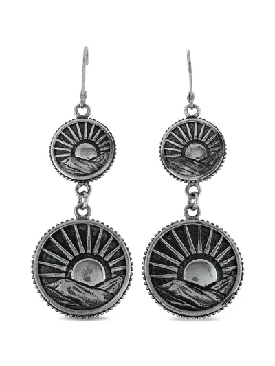 Pre-owned King Baby Sun Concho Drop Earrings In Silver