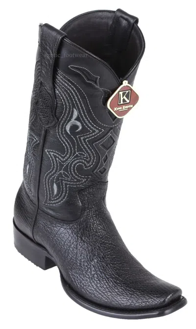 Pre-owned King Exotic Black Genuine Shark Western Boot Dubai Square Toe Ee