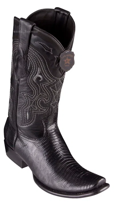 Pre-owned King Exotic Black Genuine Teju Lizard Western Boot Dubai Square Toe Ee