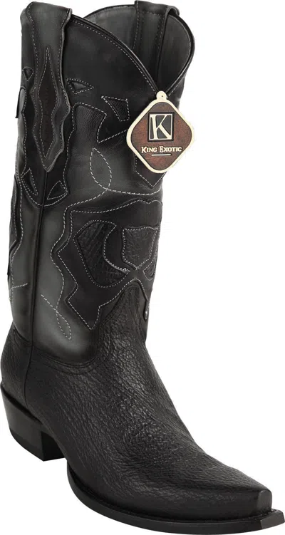 Pre-owned King Exotic Black Snip Toe Genuine Shark Western Cowboy Boot Ee 94r0905