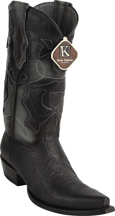 Pre-owned King Exotic Black Snip Toe Genuine Shark Western Cowboy Boot Ee+ 94r0905
