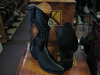 Pre-owned King Exotic Black Snip Toe Genuine Stingray Western Cowboy Boot 94d1105