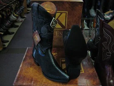 Pre-owned King Exotic Black Snip Toe Genuine Stingray Western Cowboy Boot 94dr1105