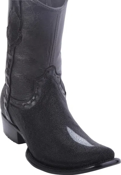 Pre-owned King Exotic Black Stingray Western Boot Side Zipper Mid Calf Ee