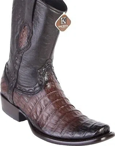 Pre-owned King Exotic Brown Caiman Crocodile Belly Western Boot Side Zipper Ee+ 479b8216