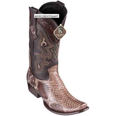 Pre-owned King Exotic Rustic Brown Genuine Python Snake Western Boot Dubai Square Toe D