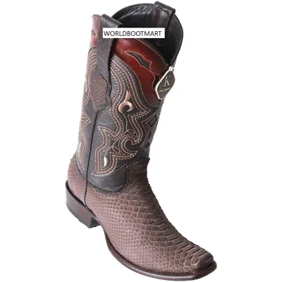 Pre-owned King Exotic Brown Suede Genuine Python Snake Western Boot Dubai Square Toe Ee