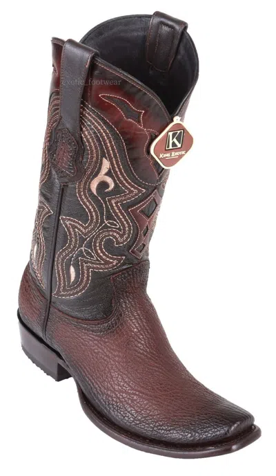 Pre-owned King Exotic Brown Genuine Shark Western Boot Dubai Square Toe Ee