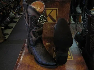 Pre-owned King Exotic Brown Snip Toe Genuine Ostrich Western Cowboy Boot Ee 94r0316