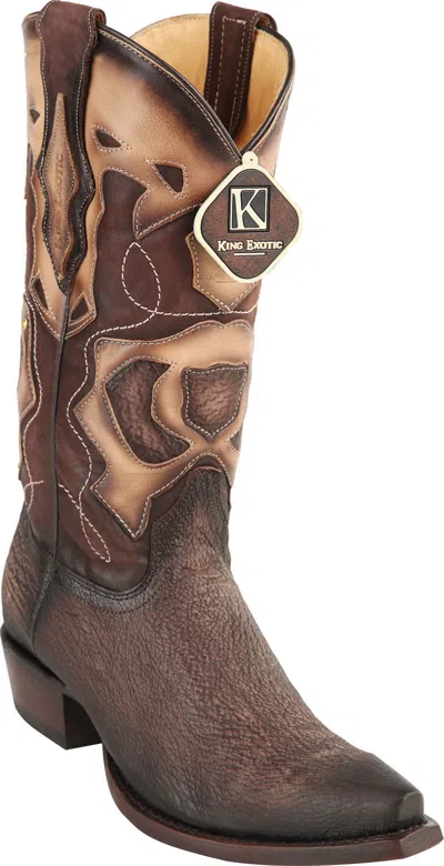 Pre-owned King Exotic Brown Snip Toe Genuine Shark Western Cowboy Boot Ee 94r0907