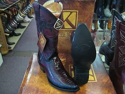 Pre-owned King Exotic Burgund Snip Toe Genuine Ostrich Leg Western Cowboy Boot Ee 94rd0543 In Red