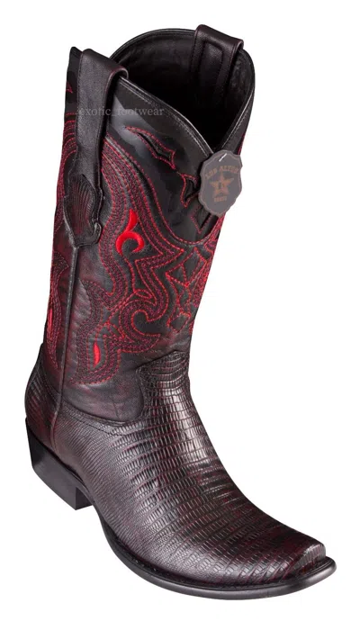 Pre-owned King Exotic Cherry Genuine Teju Lizard Western Boot Dubai Square Toe Ee