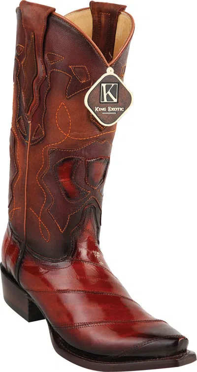 Pre-owned King Exotic Cognac Snip Toe Genuine Eel Western Cowboy Boot Ee+ 94rd0857 In Brown