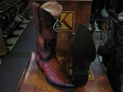 Pre-owned King Exotic Cognac Snip Toe Genuine Ostrich Western Cowboy Boot D Width In Brown