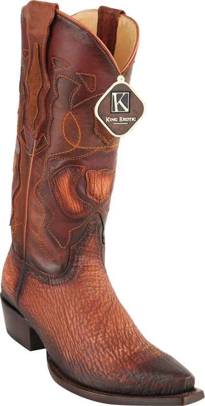 Pre-owned King Exotic Cognac Snip Toe Genuine Shark Western Cowboy Boot 94dr0903 Ee In Brown