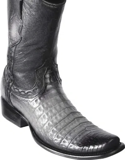 Pre-owned King Exotic Gray Caiman Cocodile Belly Western Boot Side Zipper Mid Calf D