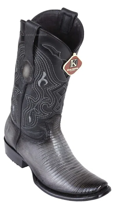 Pre-owned King Exotic Gray Genuine Teju Lizard Western Boot Dubai Square Toe Ee