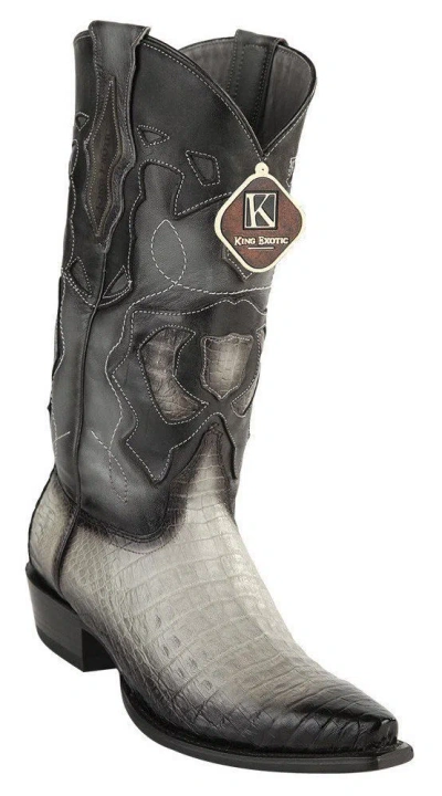 Pre-owned King Exotic Gray Snip Toe Genuine Crocodile Western Cowboy Boot Ee 94rdcc38