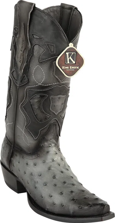 Pre-owned King Exotic Gray Snip Toe Genuine Ostrich Western Cowboy Boot D Width