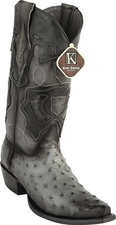Pre-owned King Exotic Gray Snip Toe Genuine Ostrich Western Cowboy Boot Ee+ 94rd0338