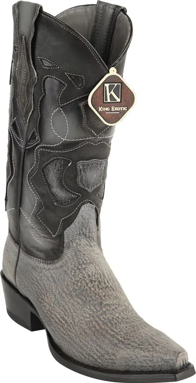 Pre-owned King Exotic Gray Snip Toe Genuine Shark Western Cowboy Boot 94rd0909