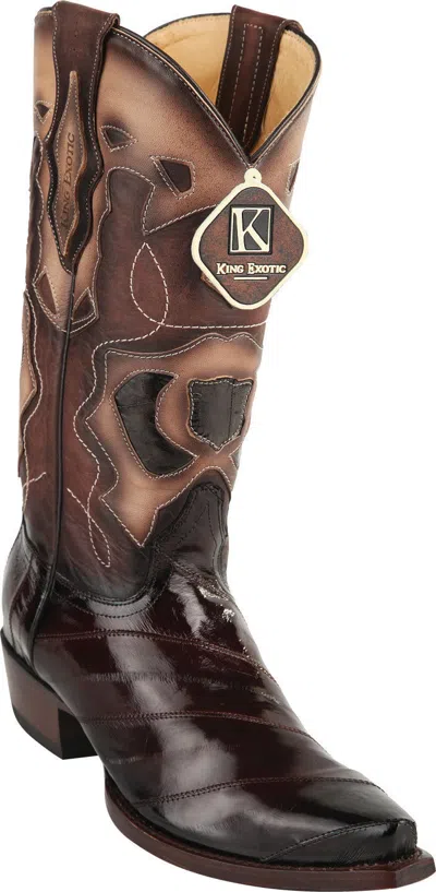 Pre-owned King Exotic Men Brown Snip Toe Genuine Eel Western Cowboy Boot 94drd0816 Ee