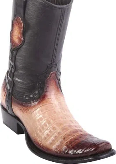 Pre-owned King Exotic Oryx Caiman Cocodile Belly Western Boot Side Zipper Mid Calf D